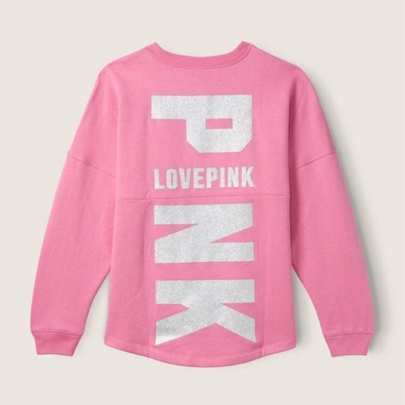 VS PINK Varsity Crewneck Sweatshirt with Glitter Logo - Picture 5 of 9